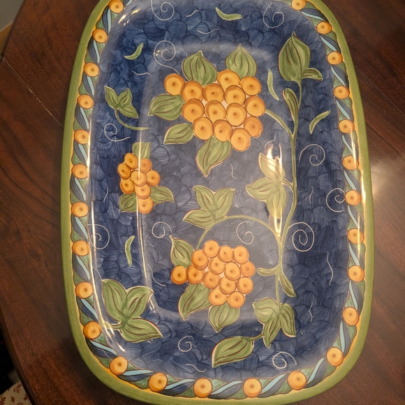 bonvida Other - Floral Blue and Green Serving Platter